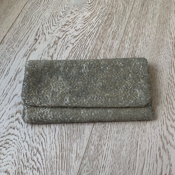 Moyna Handbags - Moyna Silver Beaded Clutch from Neiman Marcus